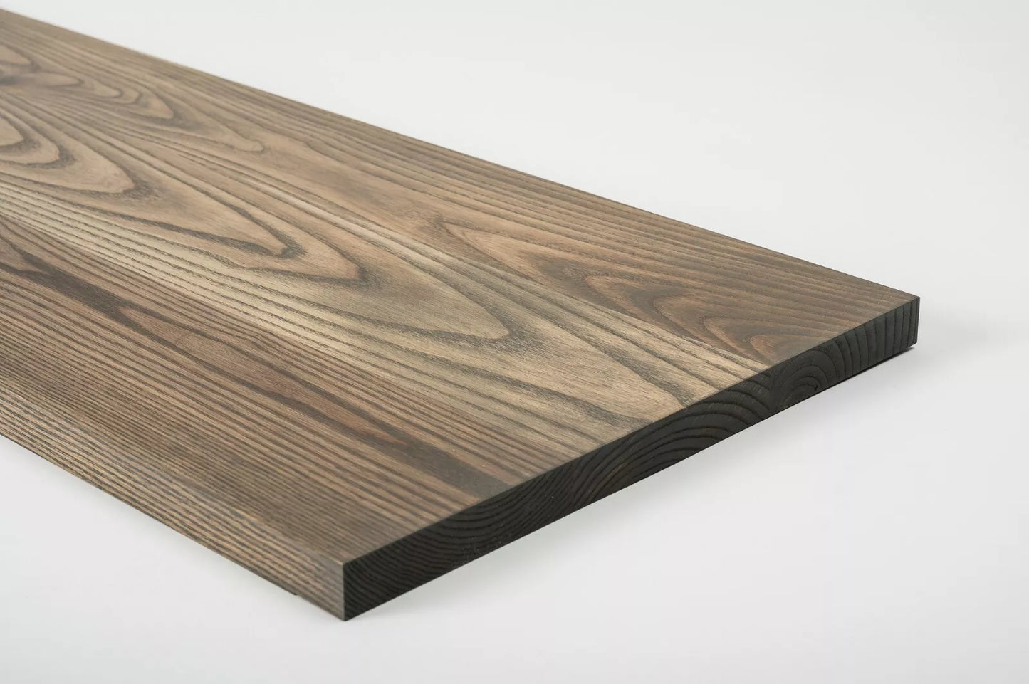 Shelf Stair tread Riser Windowsill Ash Rustic, full stave lamellas, 20 mm, Graphite oil