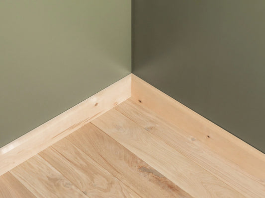 Solid Skirting Board Birch Rustic 24x100mm Hard wax oil Natural white 2000 mm with radius 5mm without filling