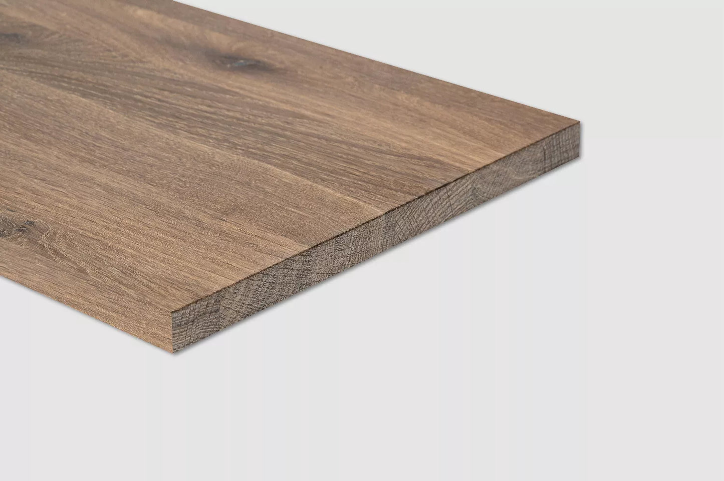 Shelf Stair tread Riser Windowsill Smoked Oak Rustic, full stave lamellas, 20 mm, White oil