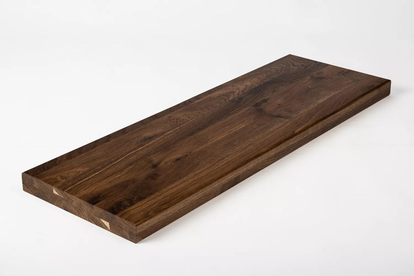 Etagère Marche d'escalier Appui de fenêtre Chêne rustique fumé, lamelles entières, 40 mm, 2 plis, laqué mat