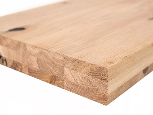 Shelf Stair tread Riser Windowsill Oak Rustic, full stave lamellas, 52 mm, 3-layer, Unfinished