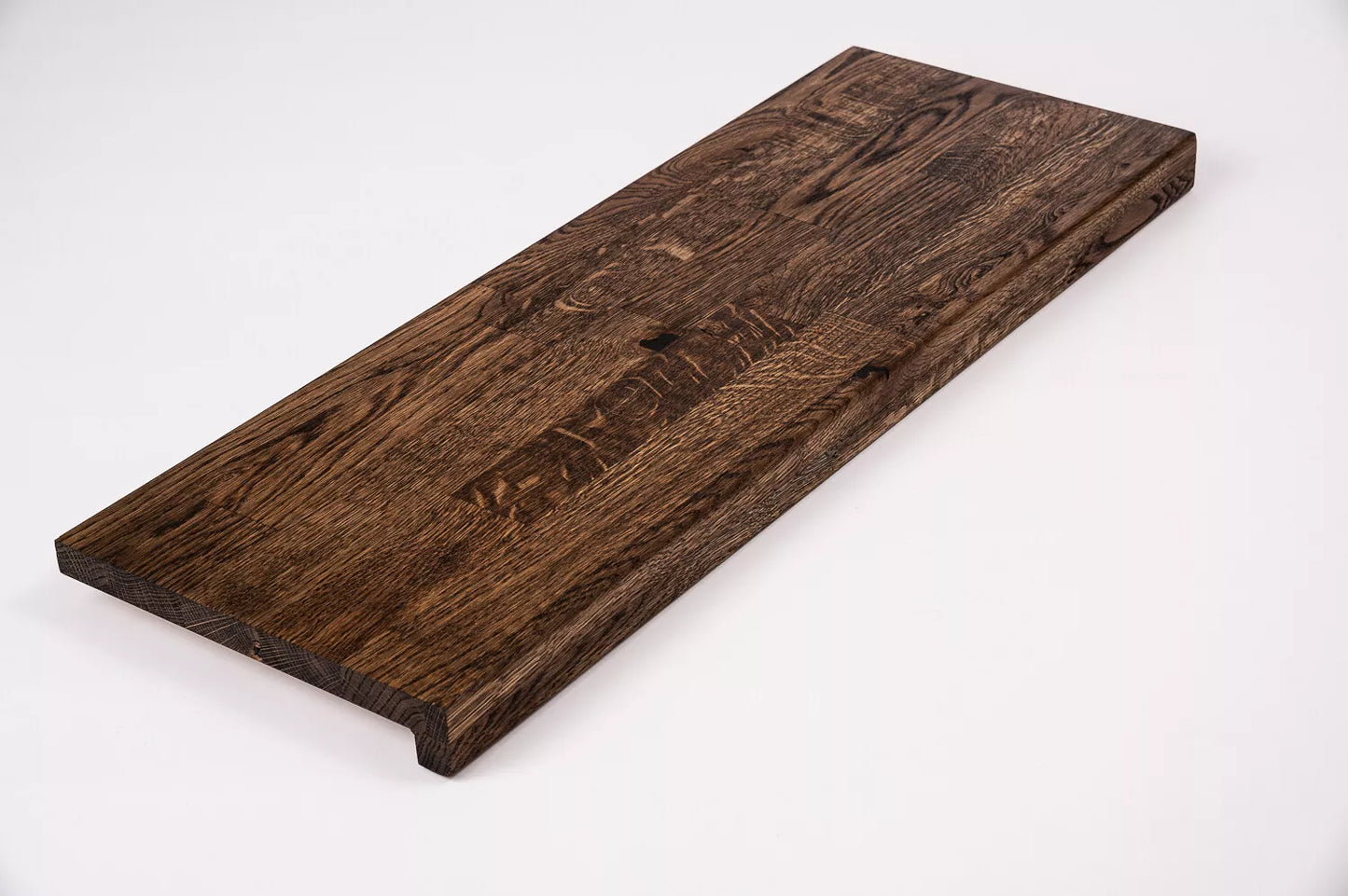 Stair tread Windowsill with overhang Oak Rustic, finger jointed lamellas, 26 mm, Smoked oil