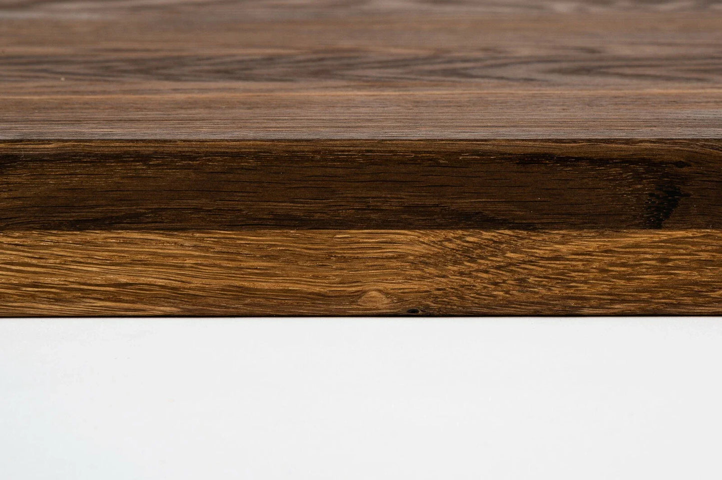 Stair tread Windowsill with overhang Smoked Oak Rustic, full stave lamellas, 16 mm, Natural oil