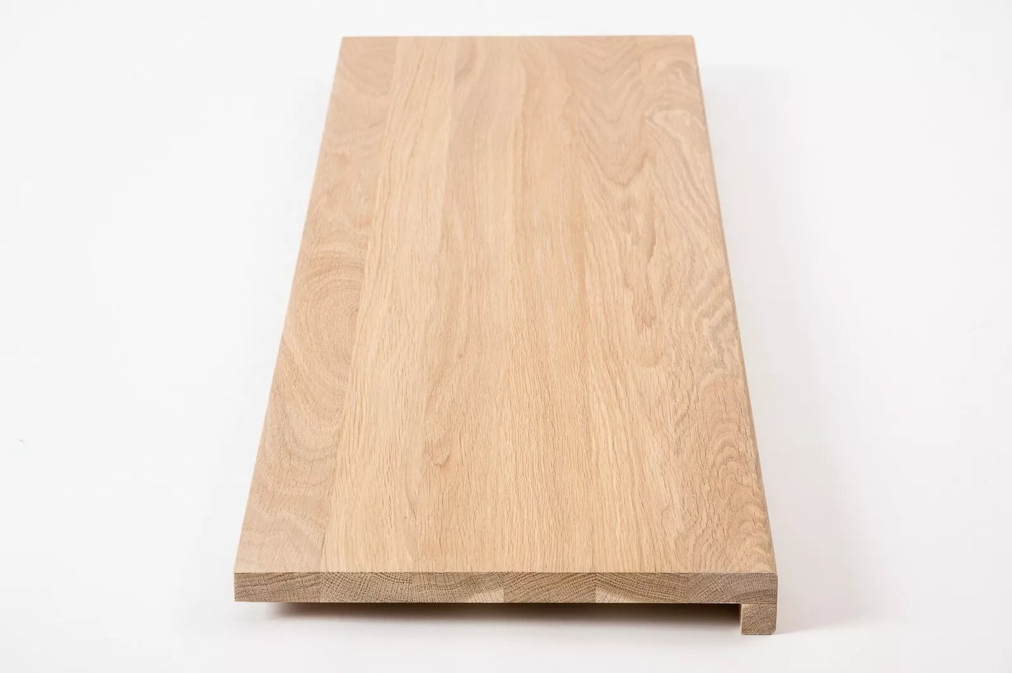 Stair tread Windowsill with overhang Oak A/B, full stave lamellas, 16 mm, White oil