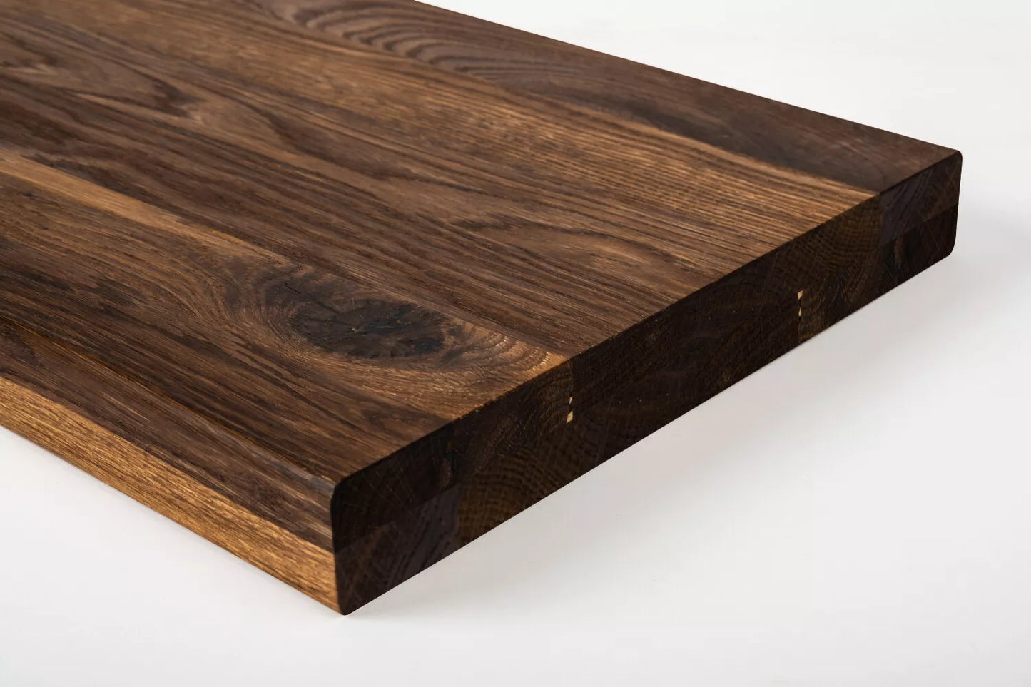 Shelf Stair tread Riser Windowsill Smoked Oak Rustic, full stave lamellas, 35 mm, 2-layer, Hard wax oil Natural (colourless)
