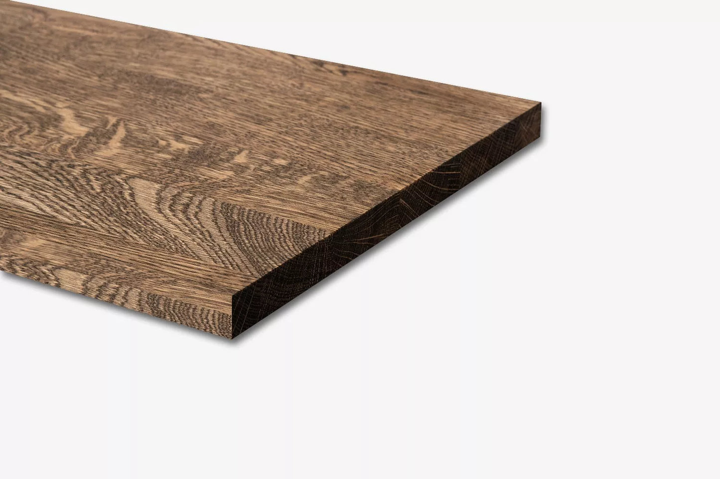 Shelf Stair tread Riser Windowsill Oak Rustic, full stave lamellas, 20 mm, Smoked oil