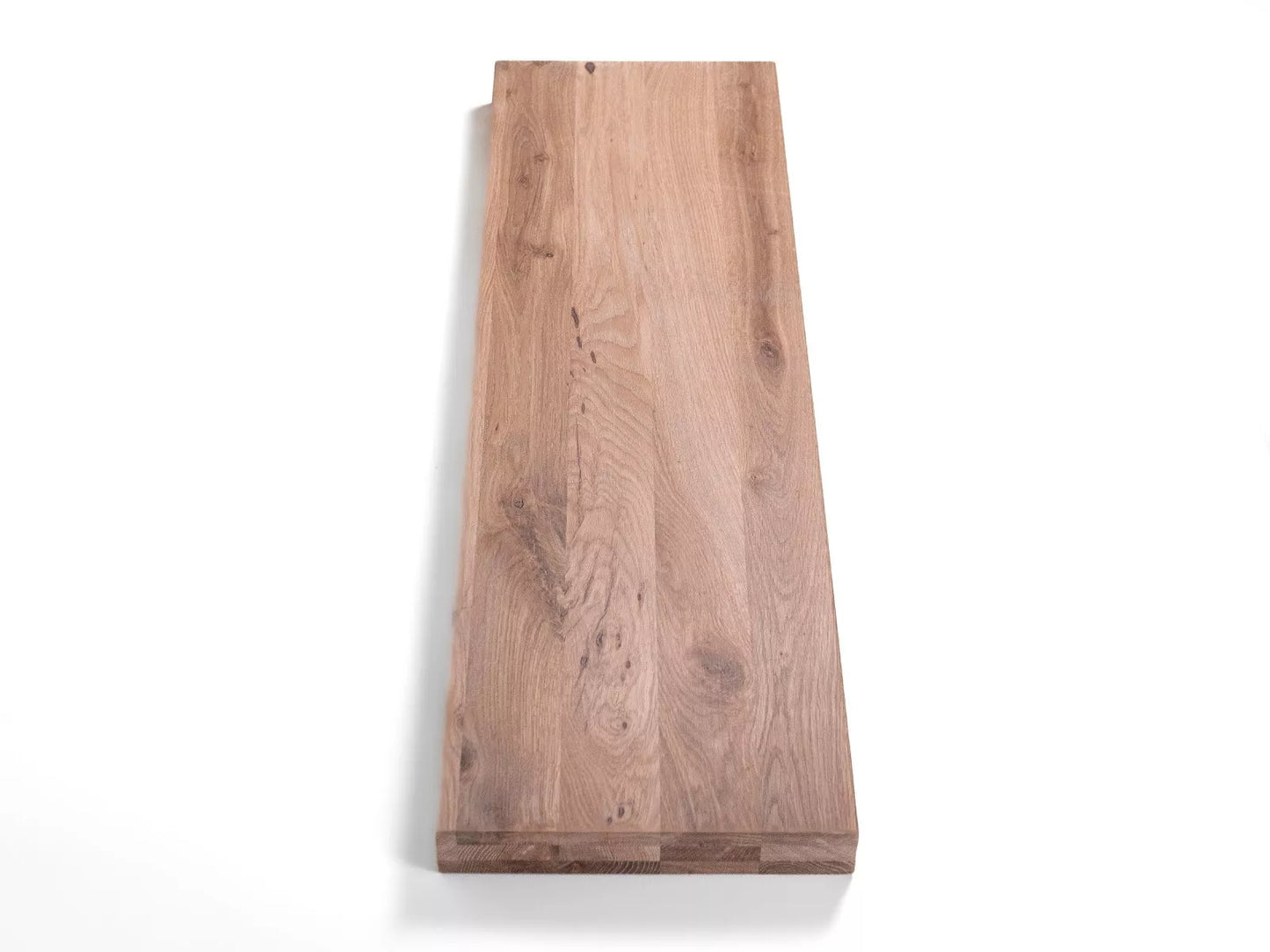 Shelf Stair tread Riser Windowsill Oak Rustic, full stave lamellas, 52 mm, 3-layer, White oil