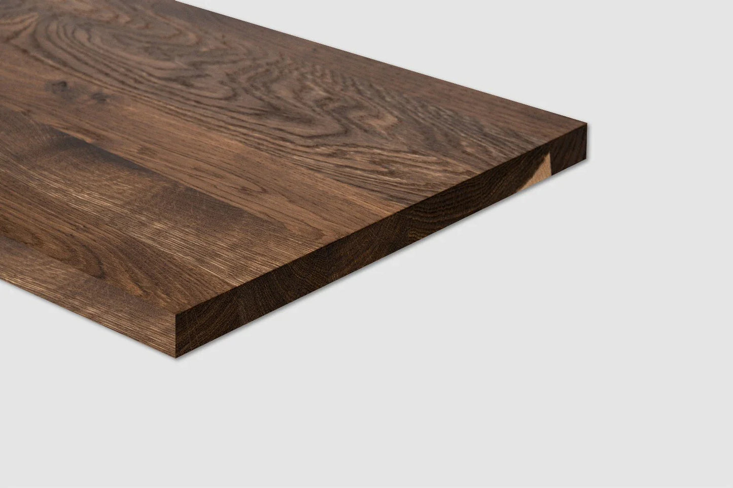 Shelf Stair tread Riser Windowsill Smoked Oak Rustic, full stave lamellas, 16 mm, Matte lacquered