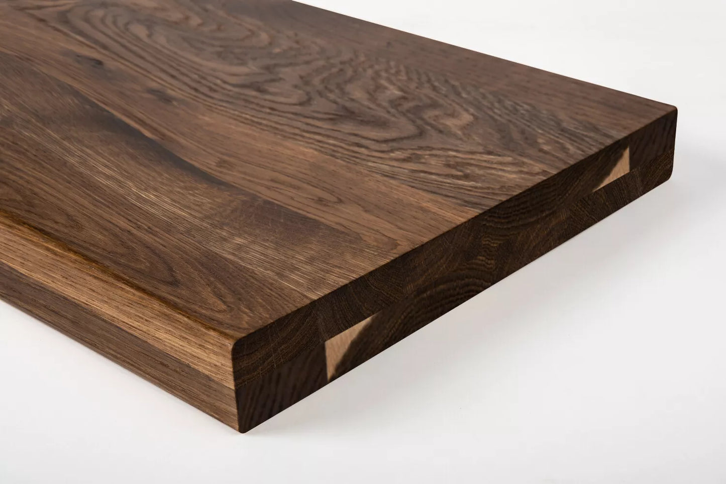 Etagère Marche d'escalier Appui de fenêtre Chêne rustique fumé, lamelles entières, 40 mm, 2 plis, laqué mat