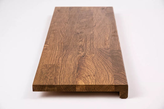 Stair tread Windowsill with overhang Oak Rustic, finger jointed lamellas, 20 mm, Antique oil