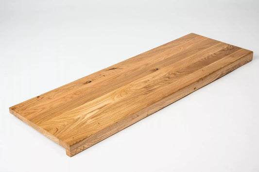 Stair tread Windowsill with overhang Oak Rustic, full stave lamellas, 26 mm, Matte lacquered