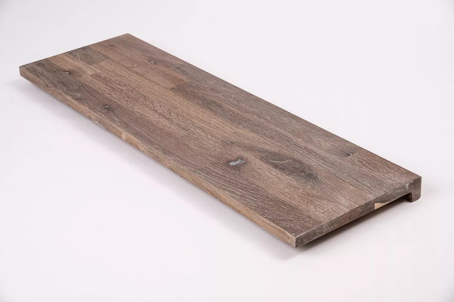 Marches d'escalier Appui de fenêtre avec surplomb Chêne fumé Rustique, lamelles aboutées, 20 mm, Huile blanche