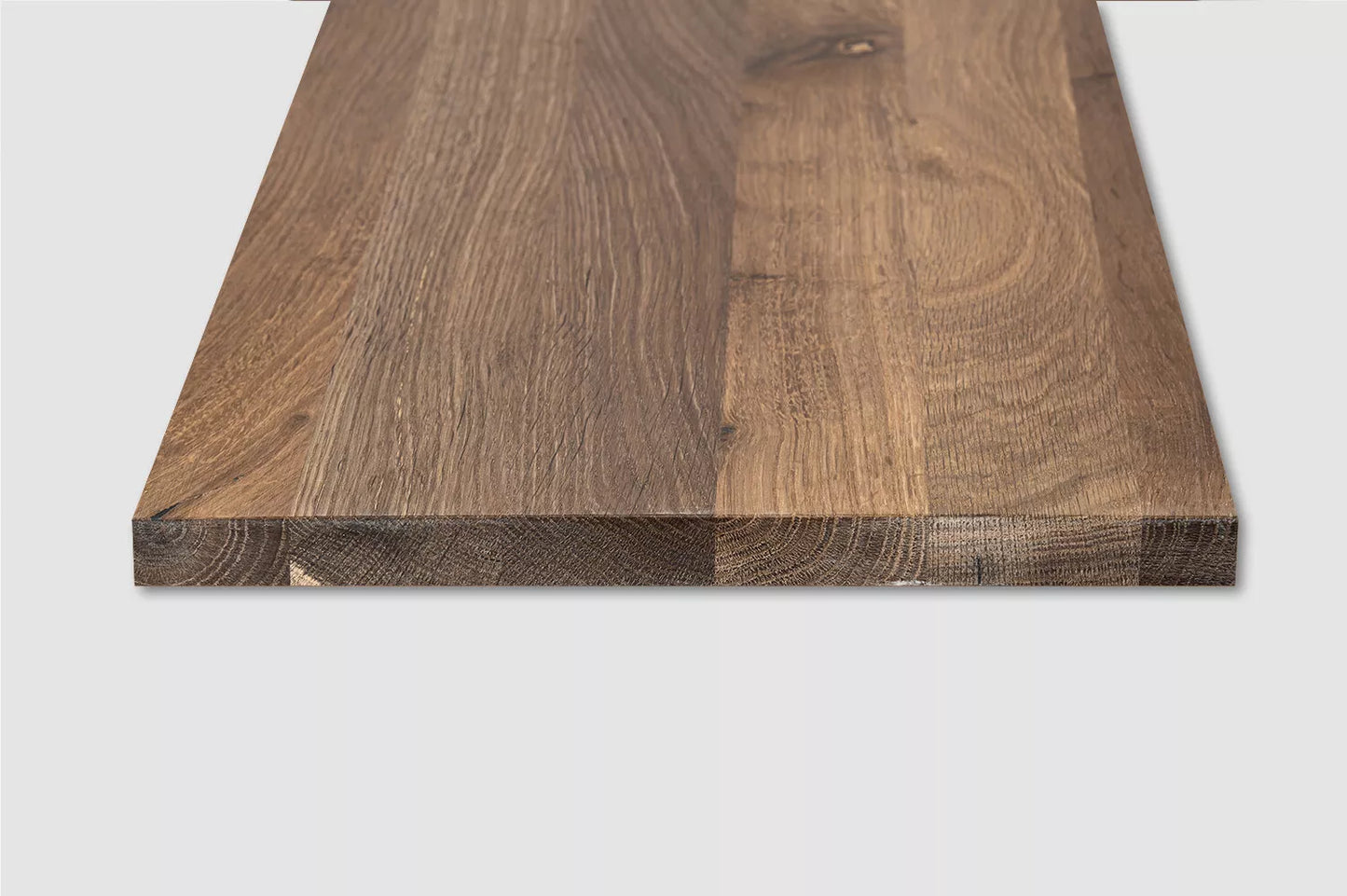 Shelf Stair tread Riser Windowsill Smoked Oak Rustic, full stave lamellas, 26 mm, Hard wax oil Natural white