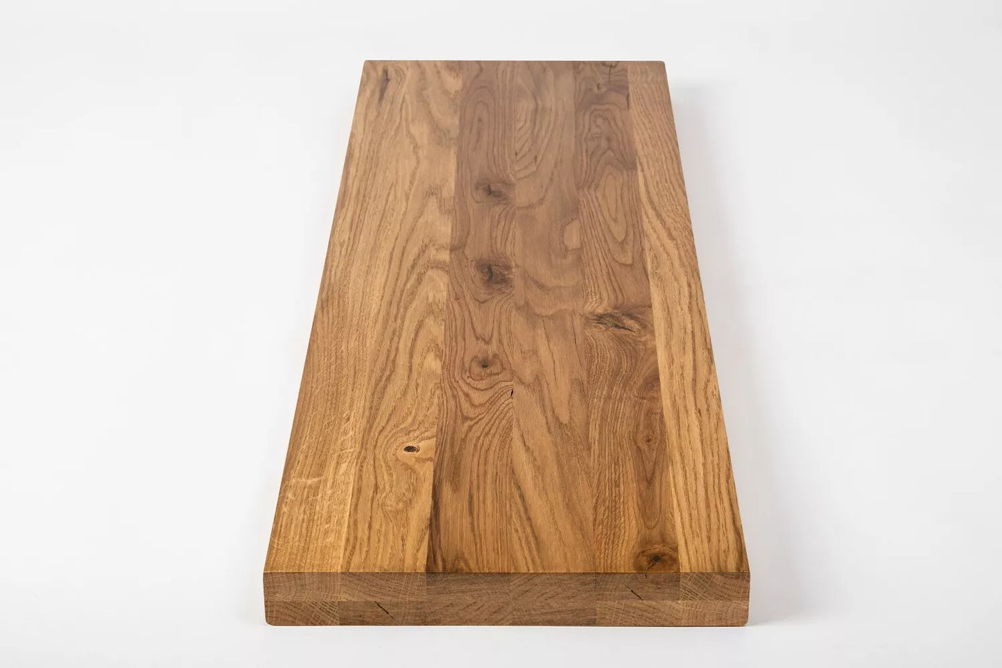 Shelf Stair tread Riser Windowsill Oak Rustic, full stave lamellas, 40 mm, 2-layer, Bronze oil