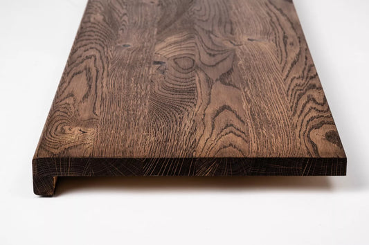 Stair tread Windowsill with overhang Oak Rustic, full stave lamellas, 26 mm, Walnut oil