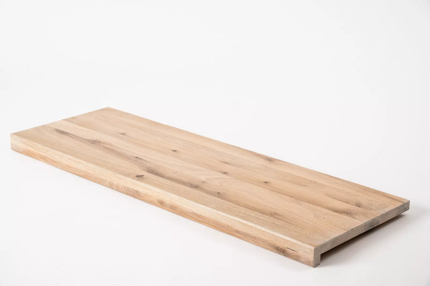 Stair tread Windowsill with overhang Oak Rustic, full stave lamellas, 16 mm, White oil