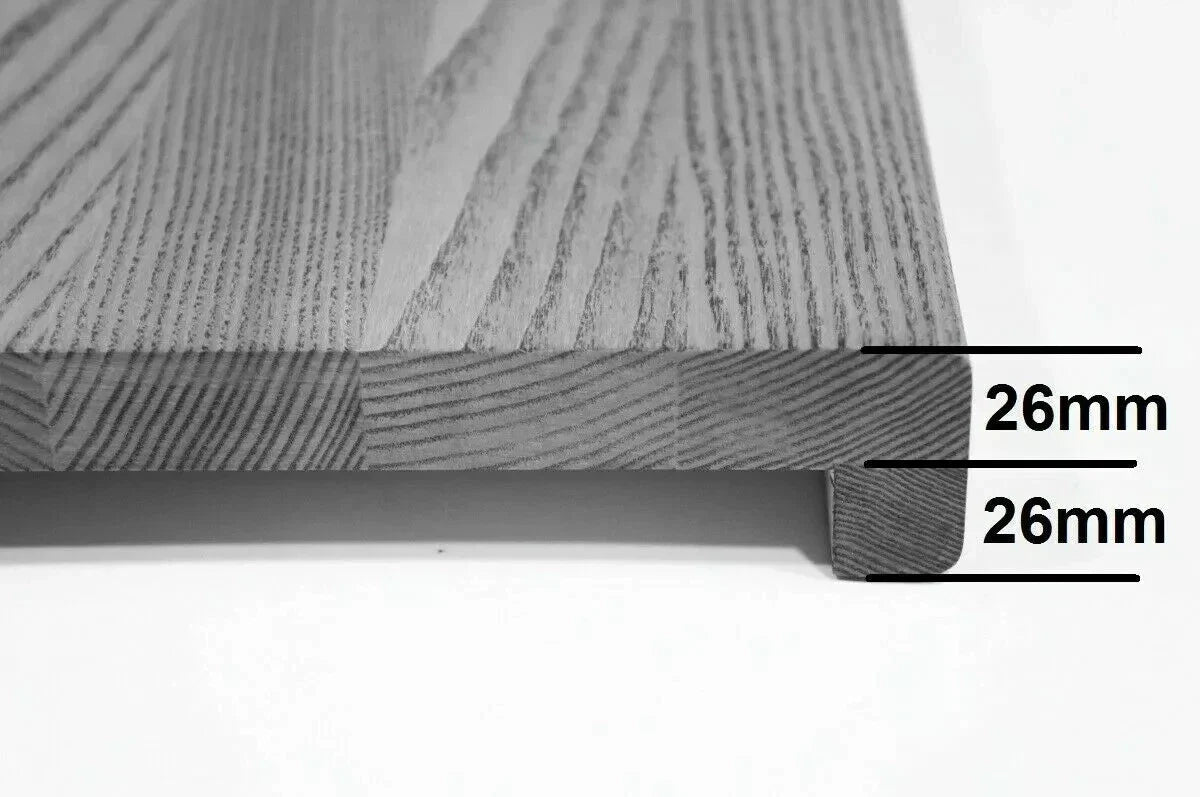 Marches d'escalier Appui de fenêtre avec surplomb Chêne A/B, lamelles aboutées, 26 mm, Huile antique