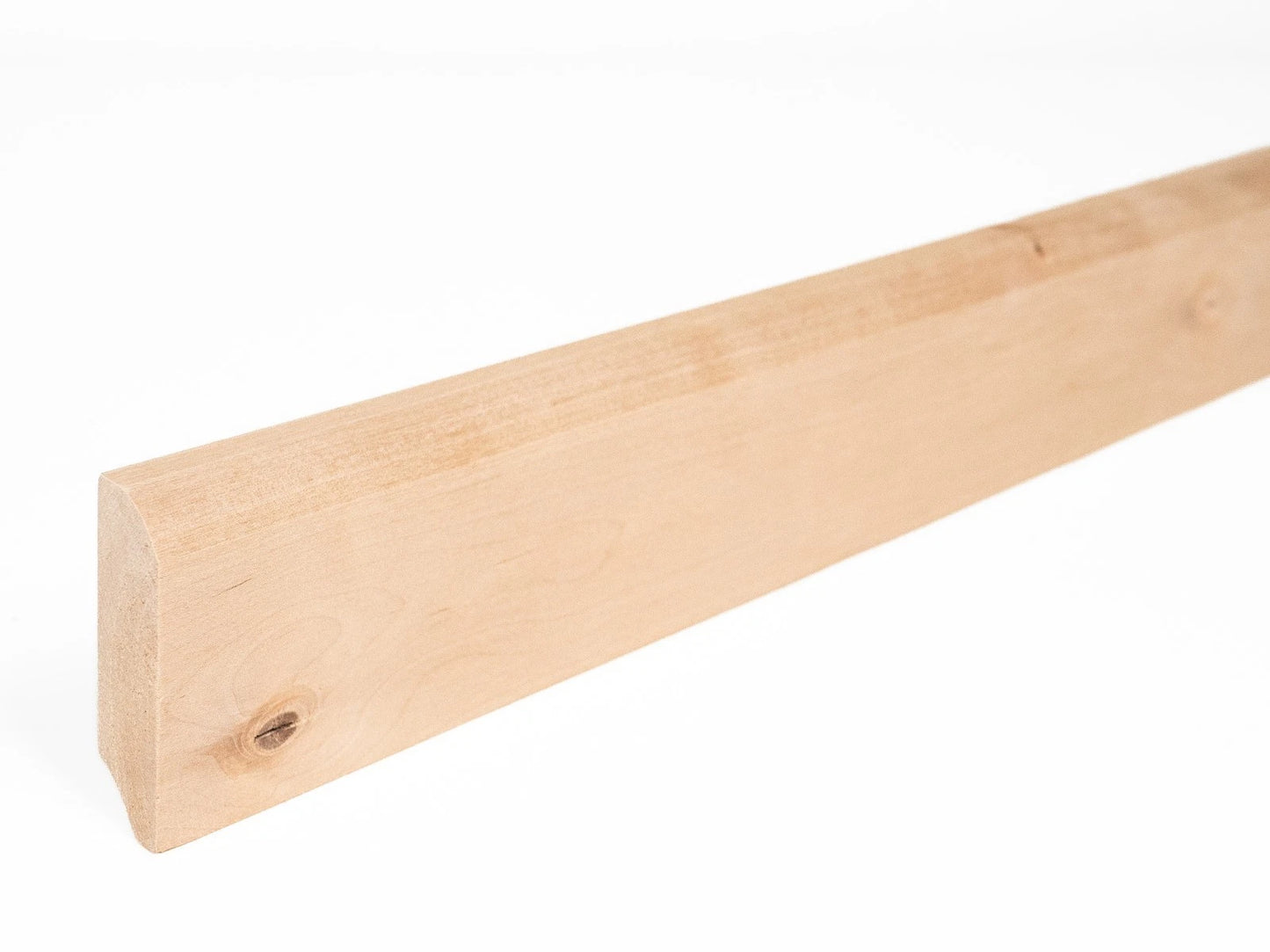 Plinthe massive en bouleau rustique 24 x 80 mm Huile de cire dure Naturelle Blanc 2000 mm avec rayon de 5 mm sans remplissage