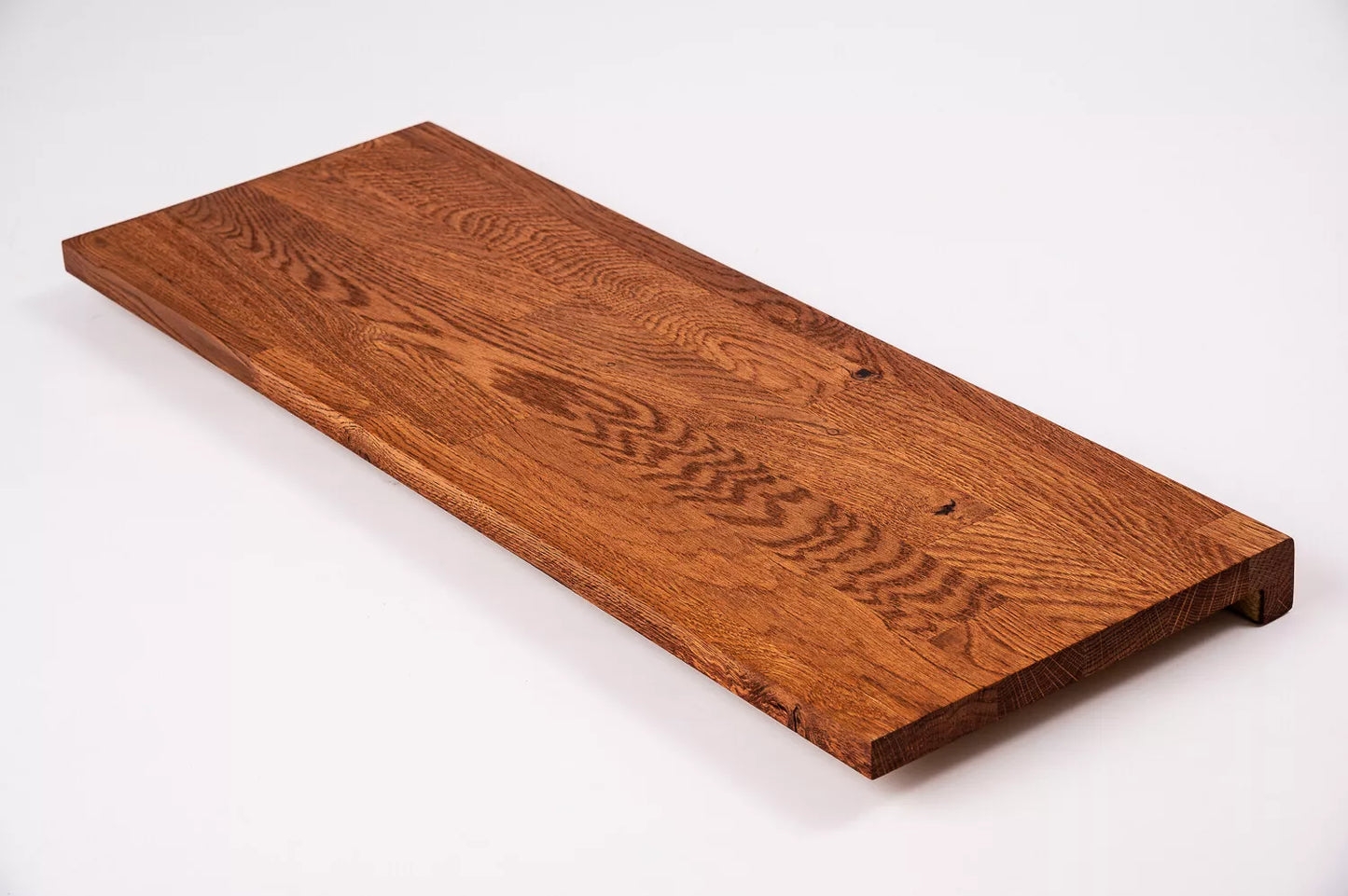 Stair tread Windowsill with overhang Oak Rustic, finger jointed lamellas, 20 mm, Cherry oil