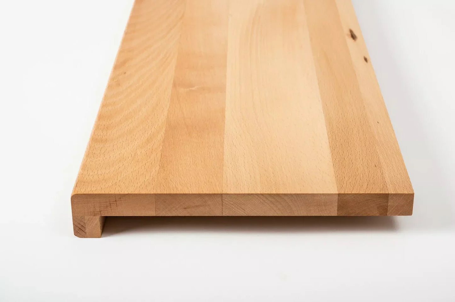 Stair tread Windowsill with overhang Steamed Beech A/B, full stave lamellas, 20 mm, Hard wax oil natur (colourless)