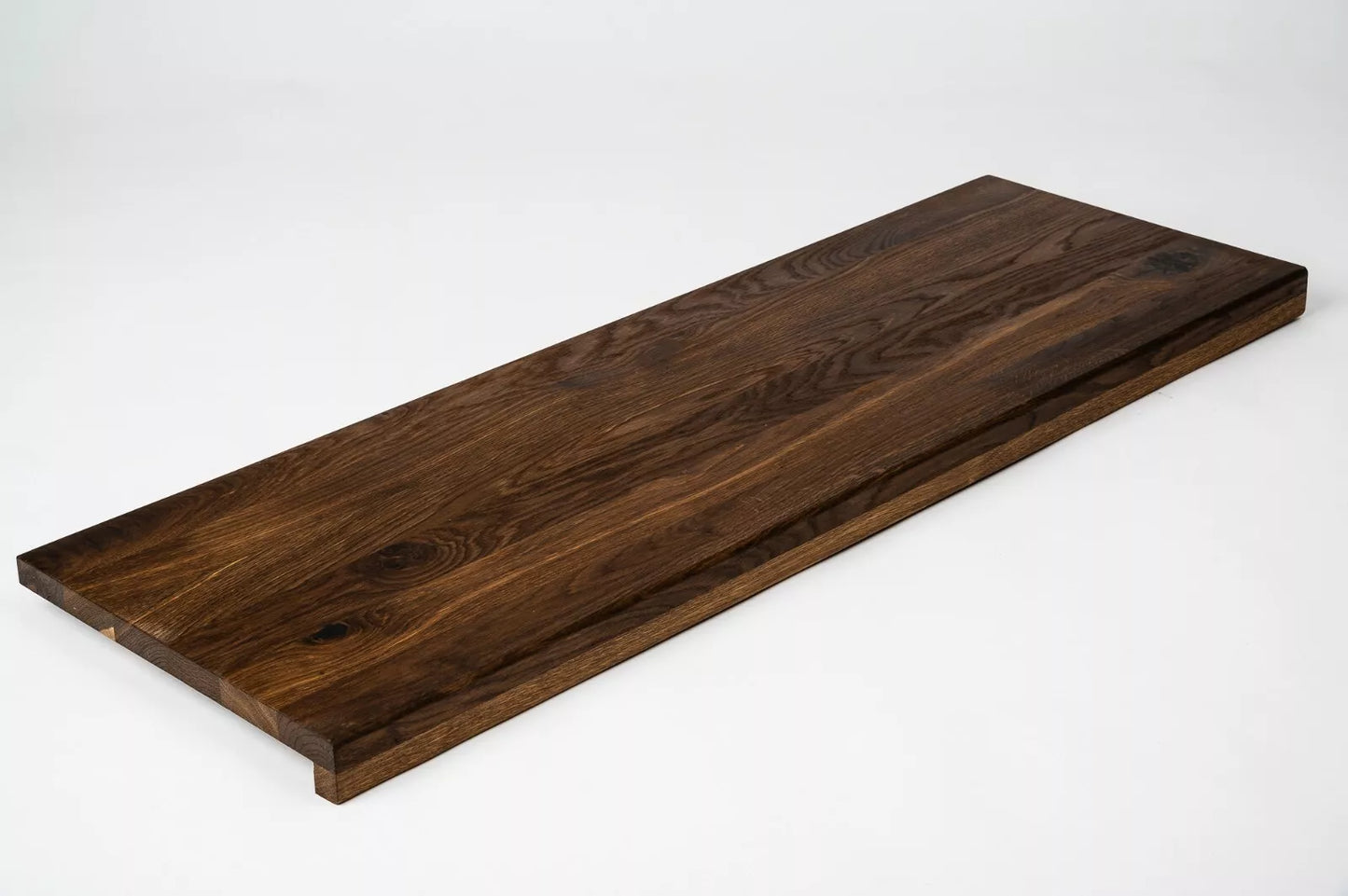 Stair tread Windowsill with overhang Smoked Oak Rustic, full stave lamellas, 20 mm, Natural oil
