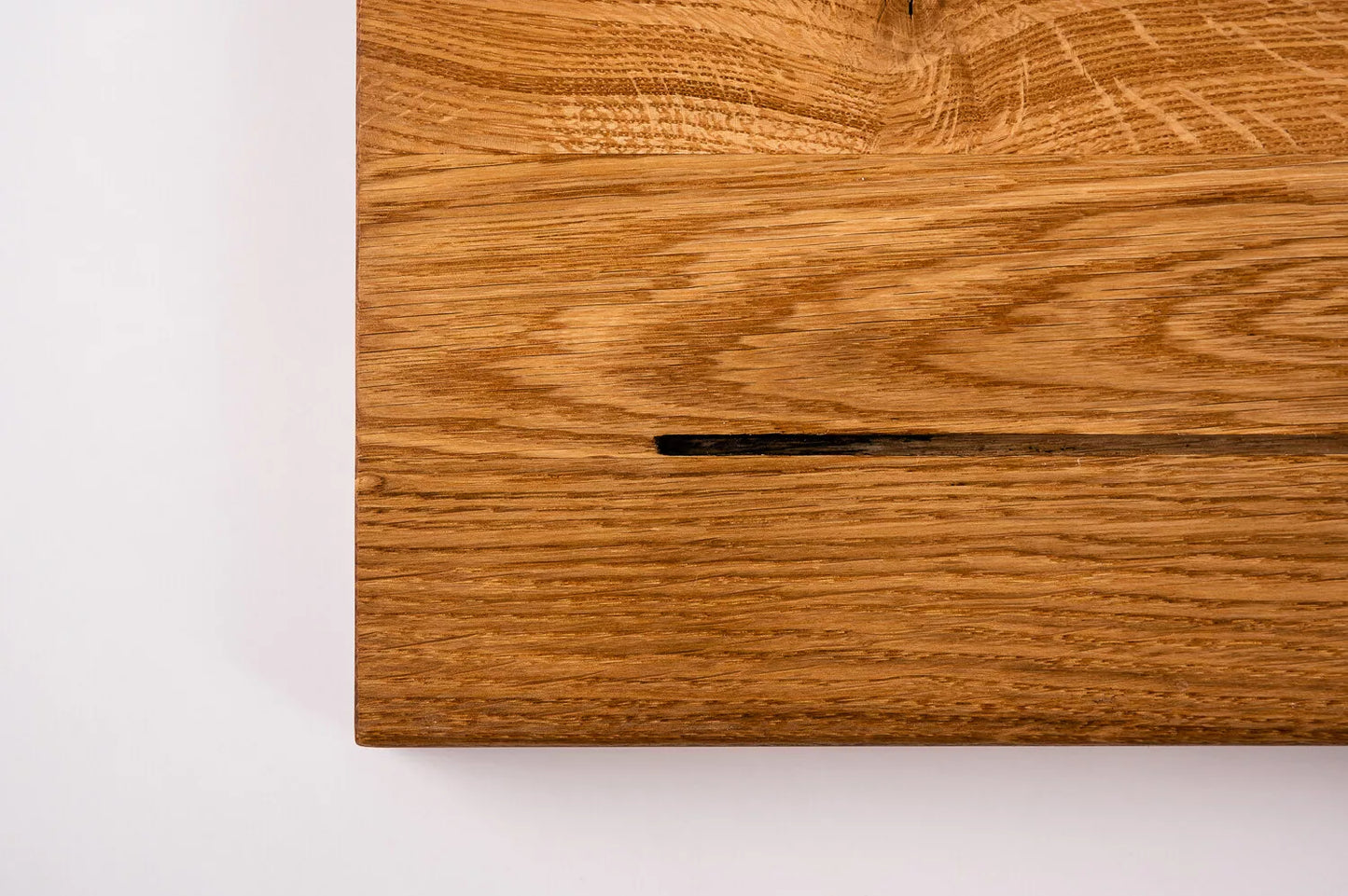 Stair tread Oak Rustic full stave lamellas, 35 mm, 2-layer, hard wax oil natural (colourless), with anti-slip rubber lip