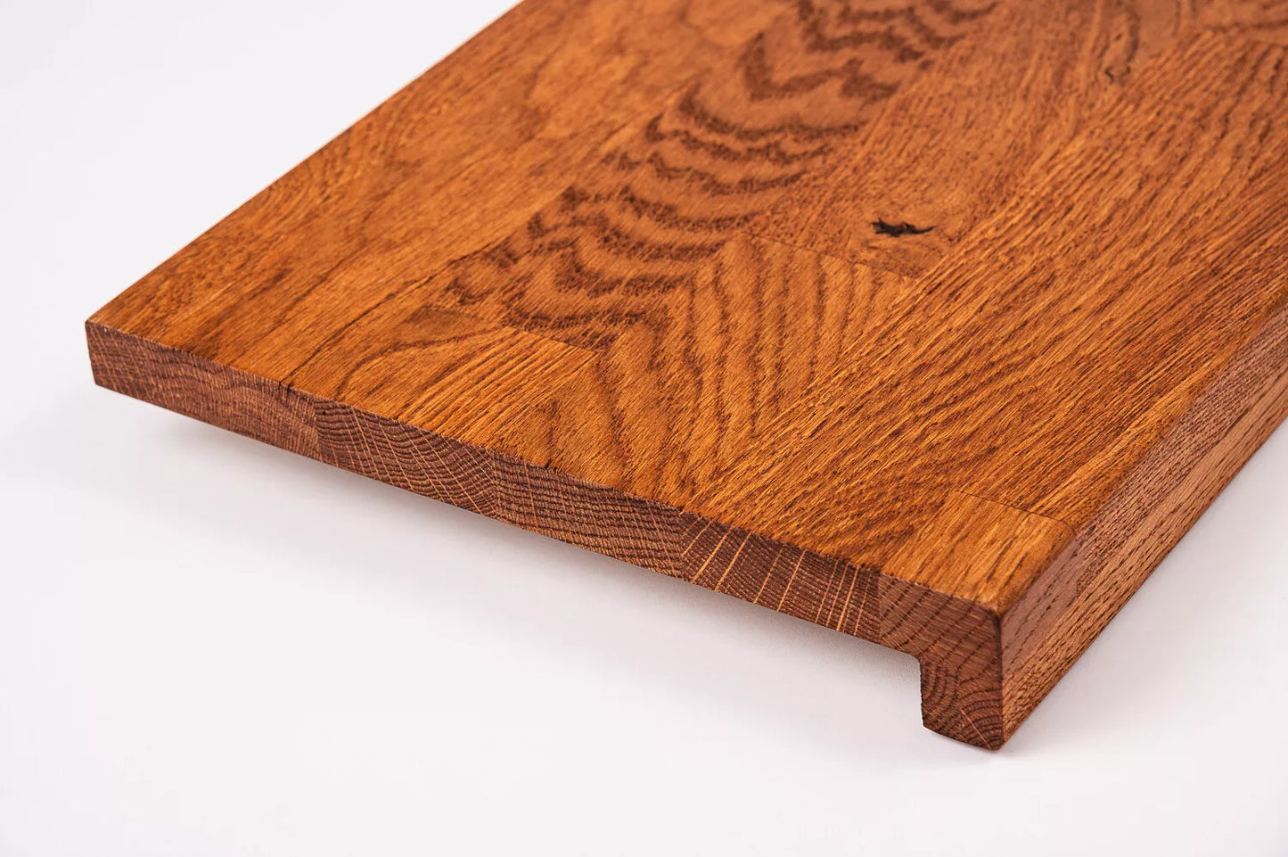 Stair tread Windowsill with overhang Oak Rustic, finger jointed lamellas, 26 mm, Cherry oil