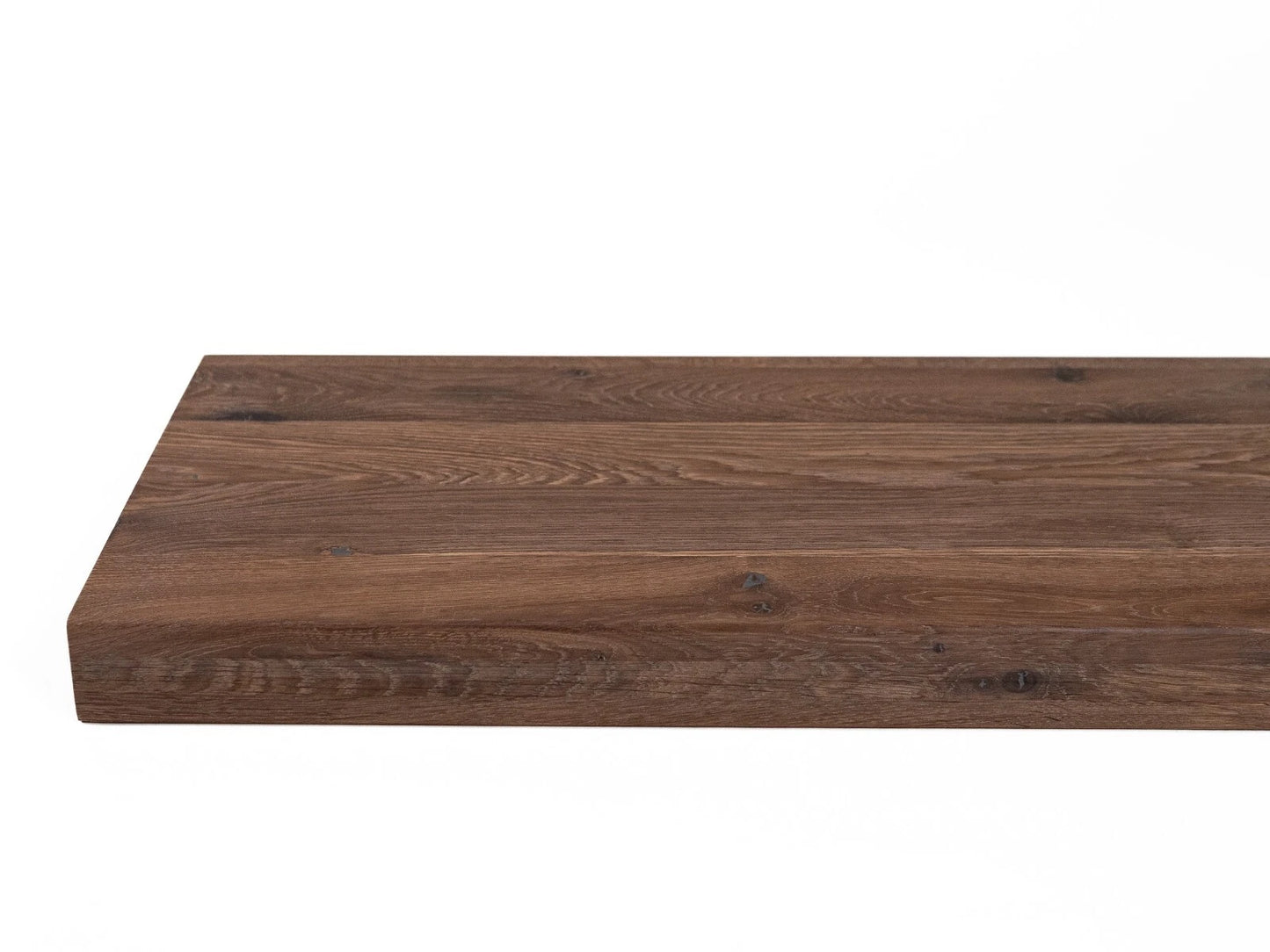 Etagère Marche d'escalier Rehausse Appui de fenêtre Chêne rustique fumé, lamelles entières, 52 mm, 3 couches, huile de cire dure Blanc naturel