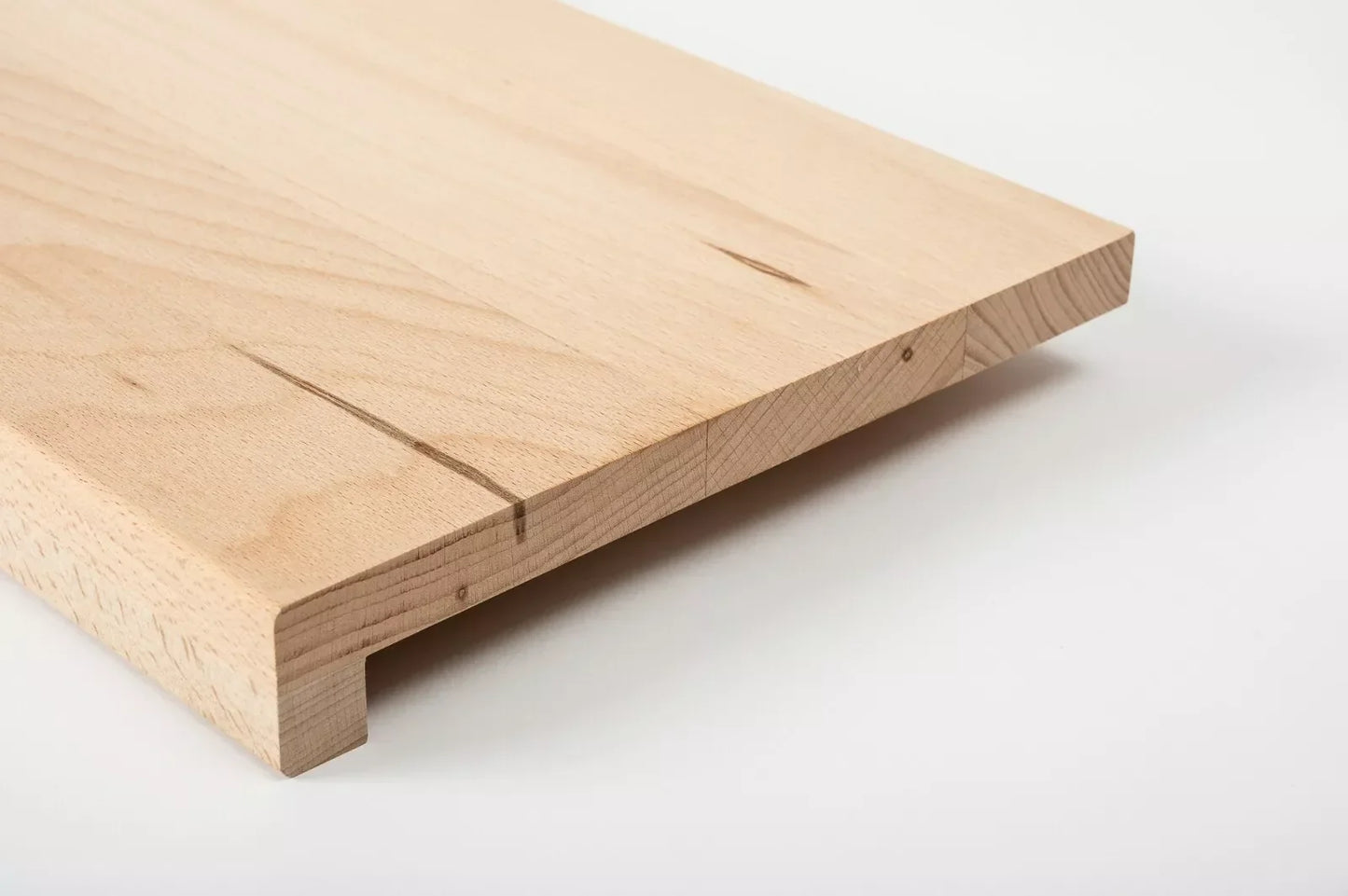 Marche d'escalier Appui de fenêtre avec surplomb Hêtre étuvé A/B, lamelles entières, 20 mm, non fini