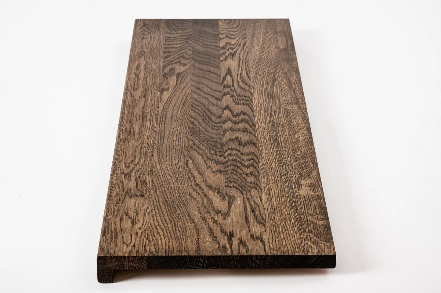 Stair tread Windowsill with overhang Oak A/B, full stave lamellas, 16 mm, Smoked oil
