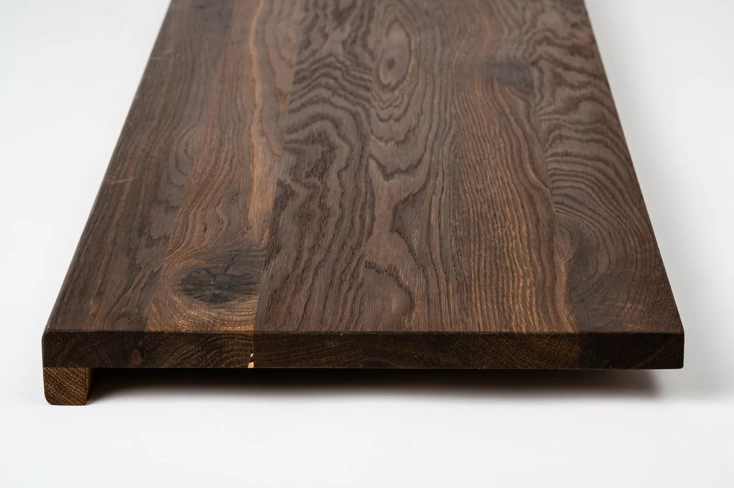 Stair tread Windowsill with overhang Smoked Oak Rustic, full stave lamellas, 20 mm, Natural oil