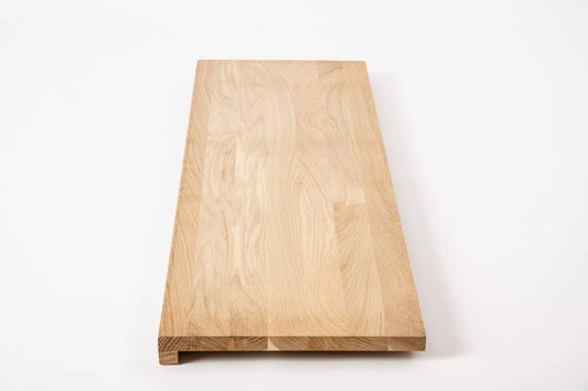 Stair tread Windowsill with overhang Oak A/B, full stave lamellas, 26 mm, Unfinished