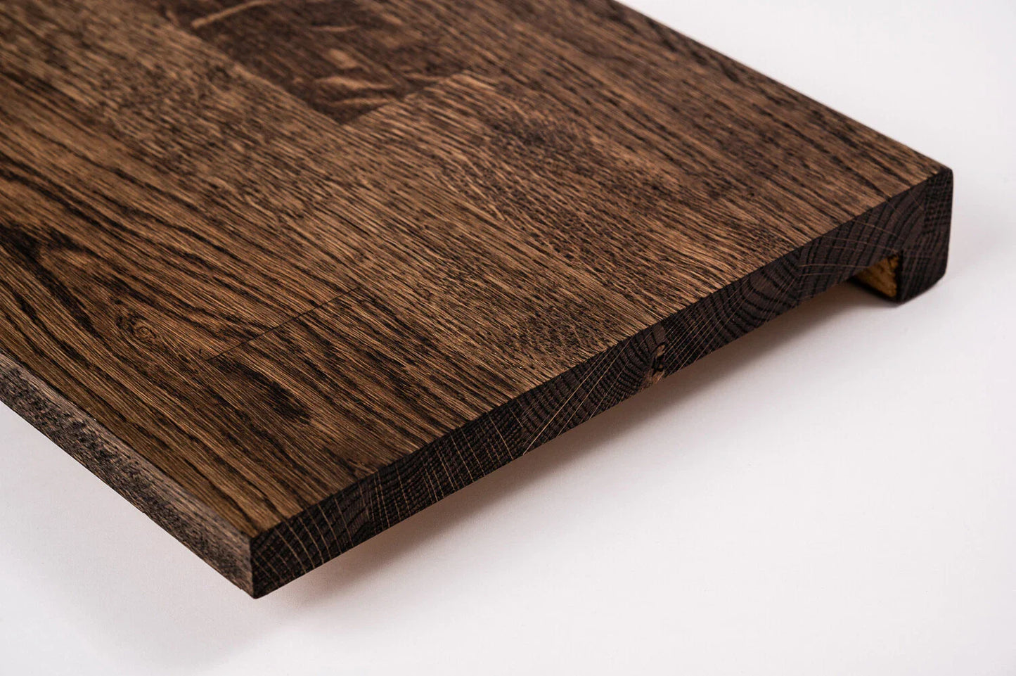 Stair tread Windowsill with overhang Oak Rustic, finger jointed lamellas, 26 mm, Smoked oil