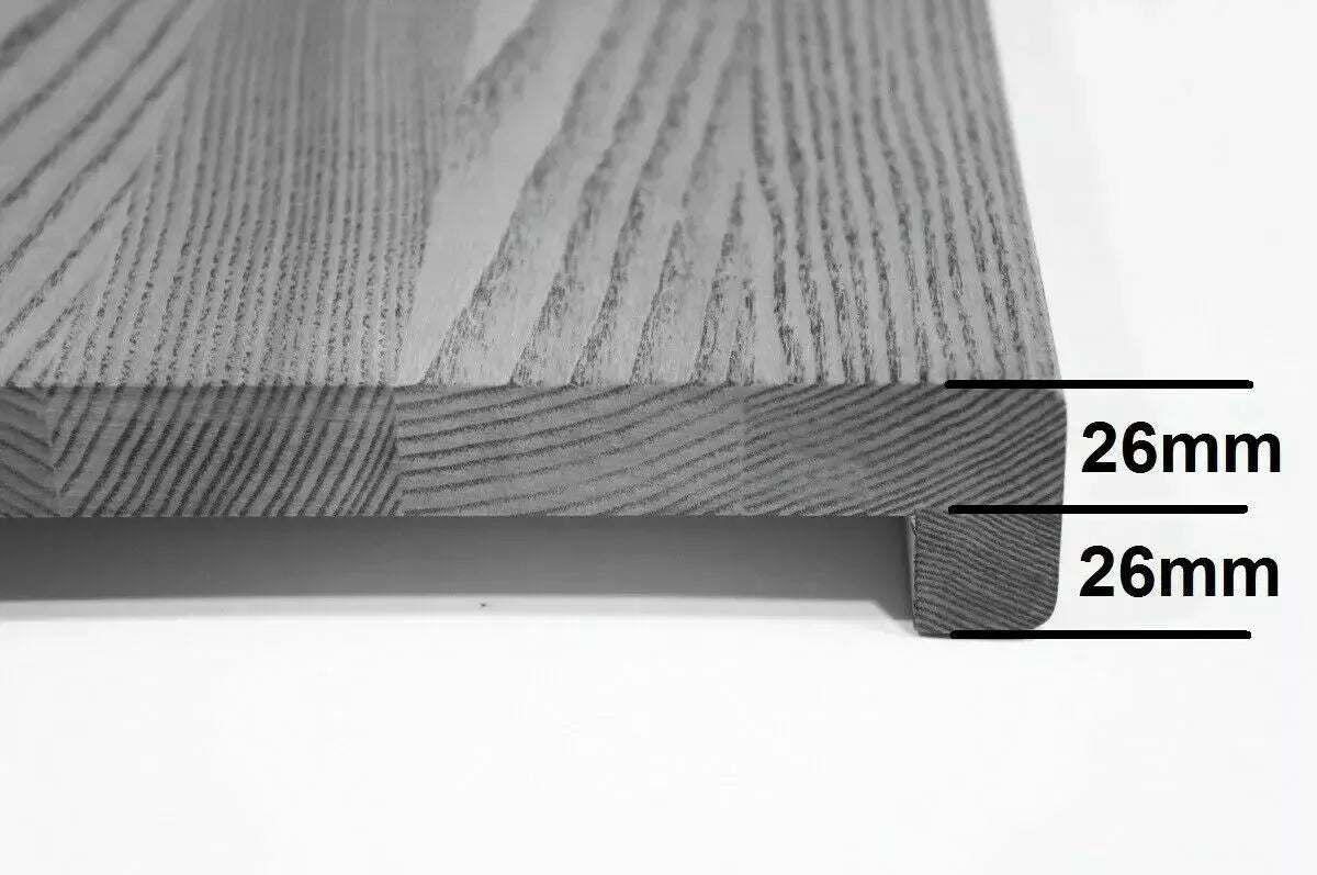 Stair tread Windowsill with overhang Steamed Beech A/B, full stave lamellas, 26 mm, Hard wax oil natur (colourless)