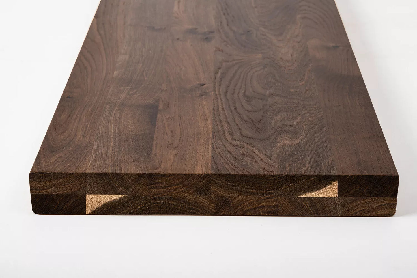 Etagère Marche d'escalier Appui de fenêtre Chêne rustique fumé, lamelles entières, 40 mm, 2 plis, laqué mat