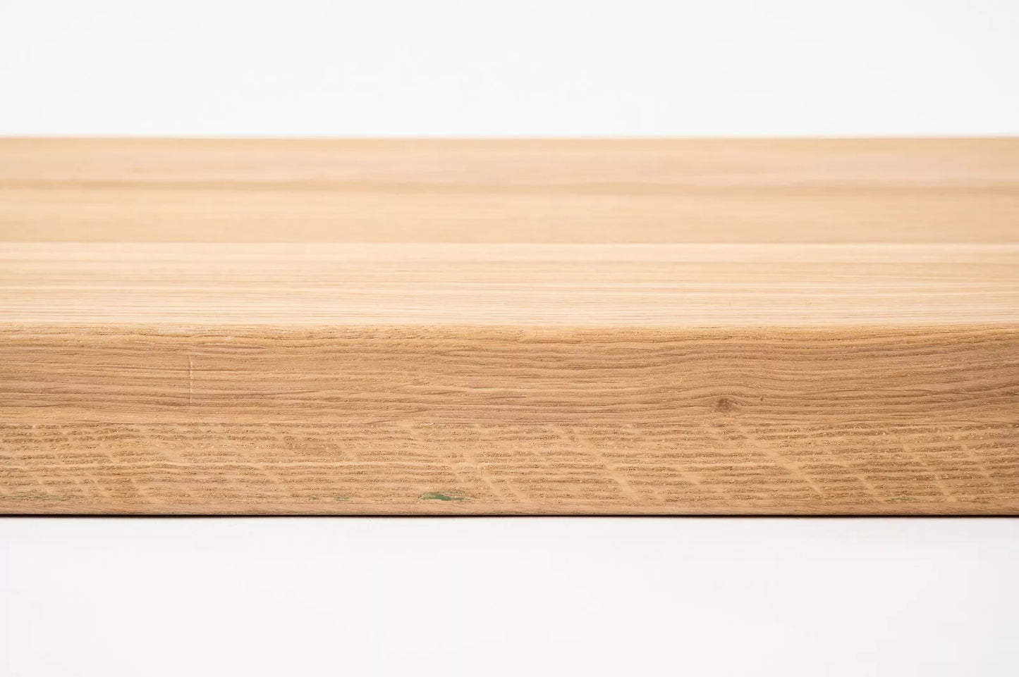 Stair tread Windowsill with overhang Oak A/B, full stave lamellas, 16 mm, Hard wax oil Natural white
