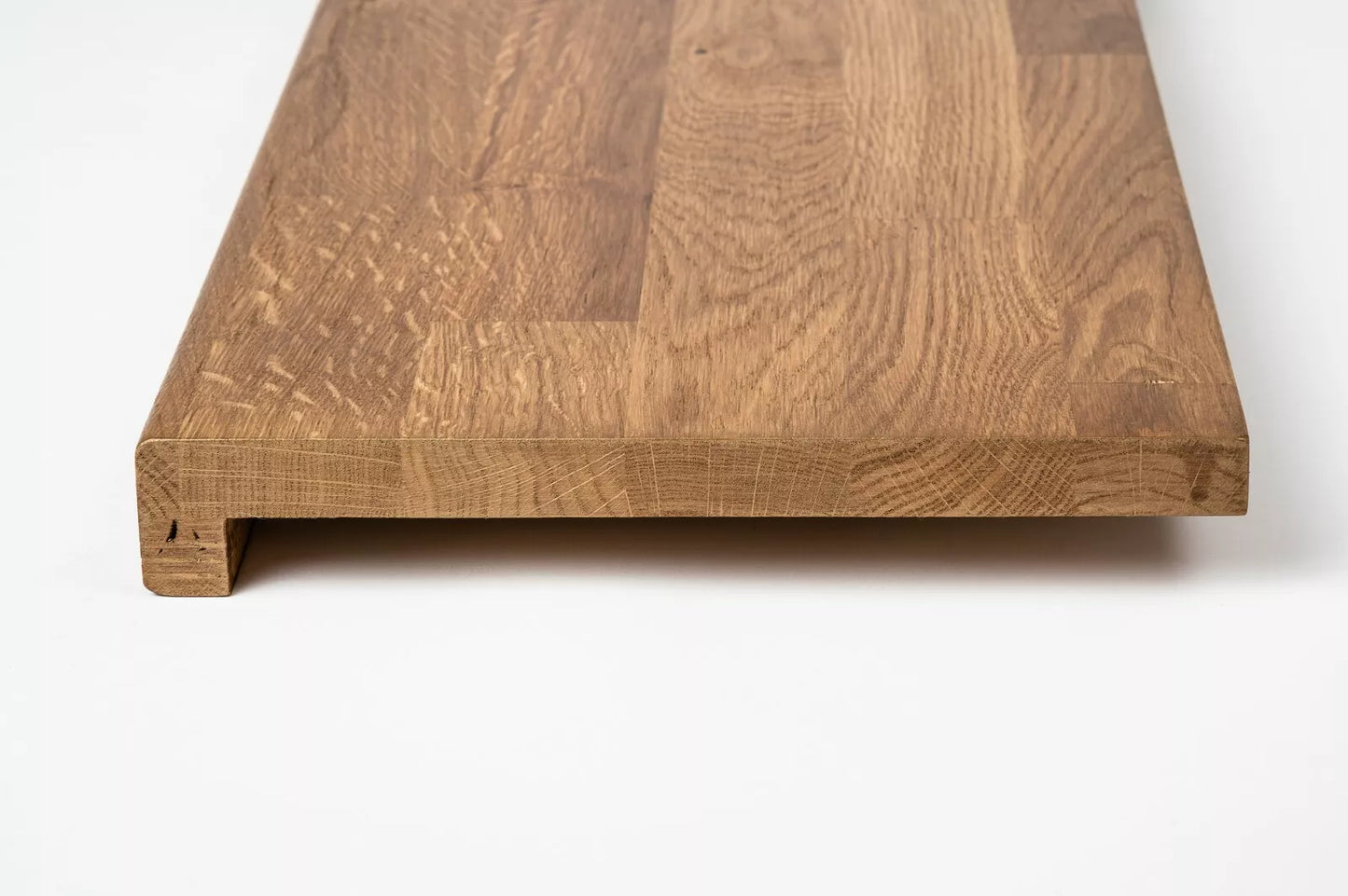 Stair tread Windowsill with overhang Oak Rustic, finger jointed lamellas, 26 mm, Bronze oil