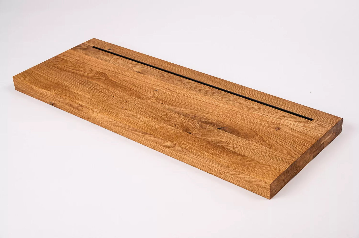 Stair tread Oak Rustic full stave lamellas, 35 mm, 2-layer, natural oil, with anti-slip rubber lip