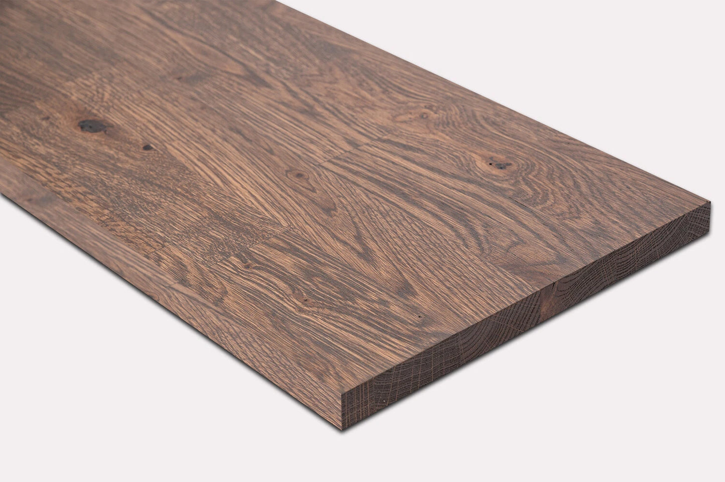 Shelf Stair tread Riser Windowsill Oak Rustic, finger jointed lamellas, 20 mm, Graphite oil