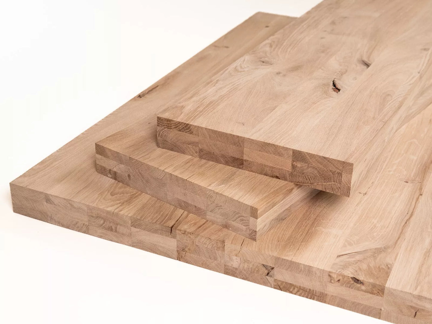 Panneau massif contrecollé DIY Chêne rustique, lamelles entières de largeur fixe, 52 mm, 3 couches