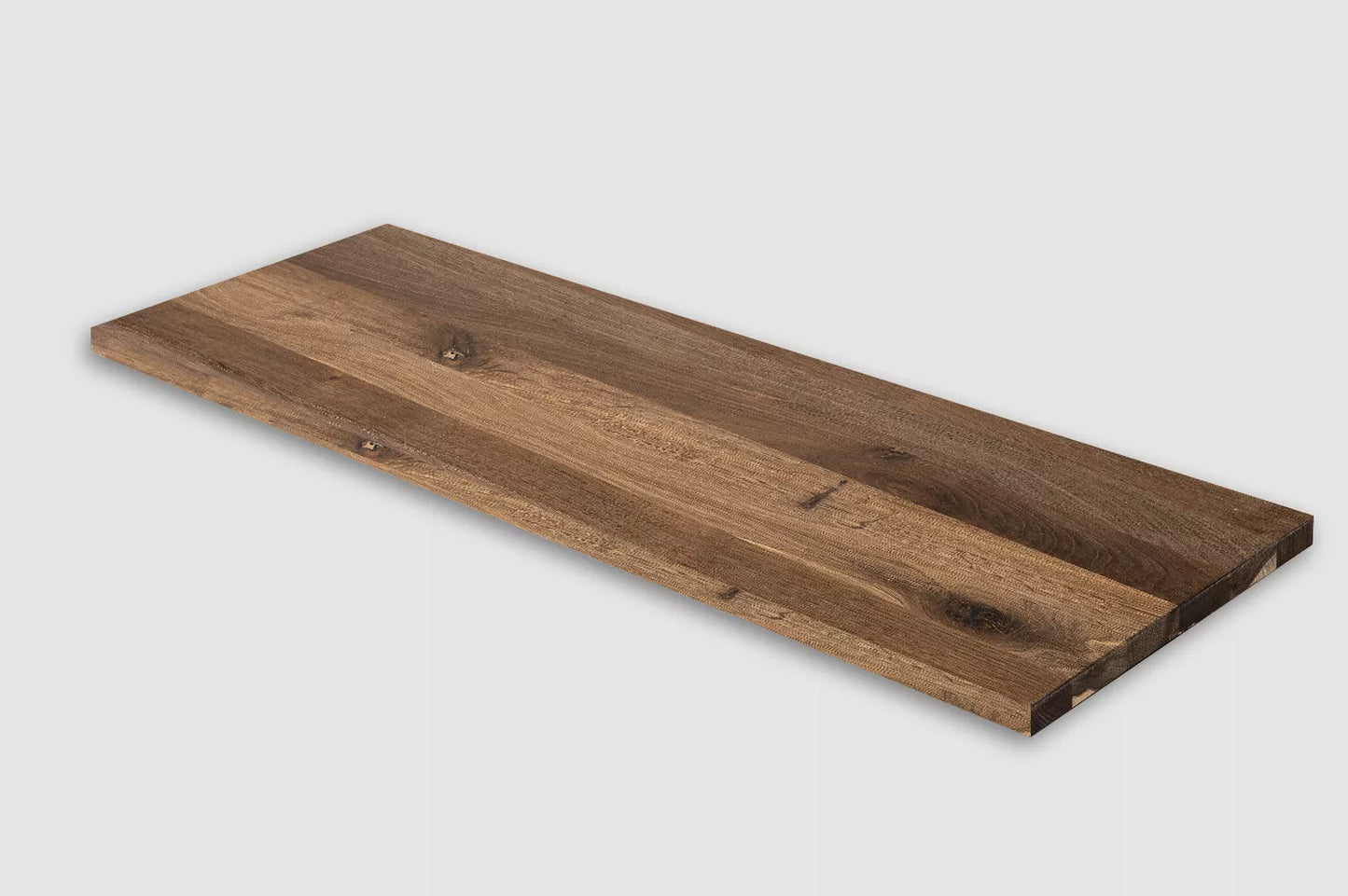 Shelf Stair tread Riser Windowsill Smoked Oak Rustic, full stave lamellas, 26 mm, Hard wax oil Natural white