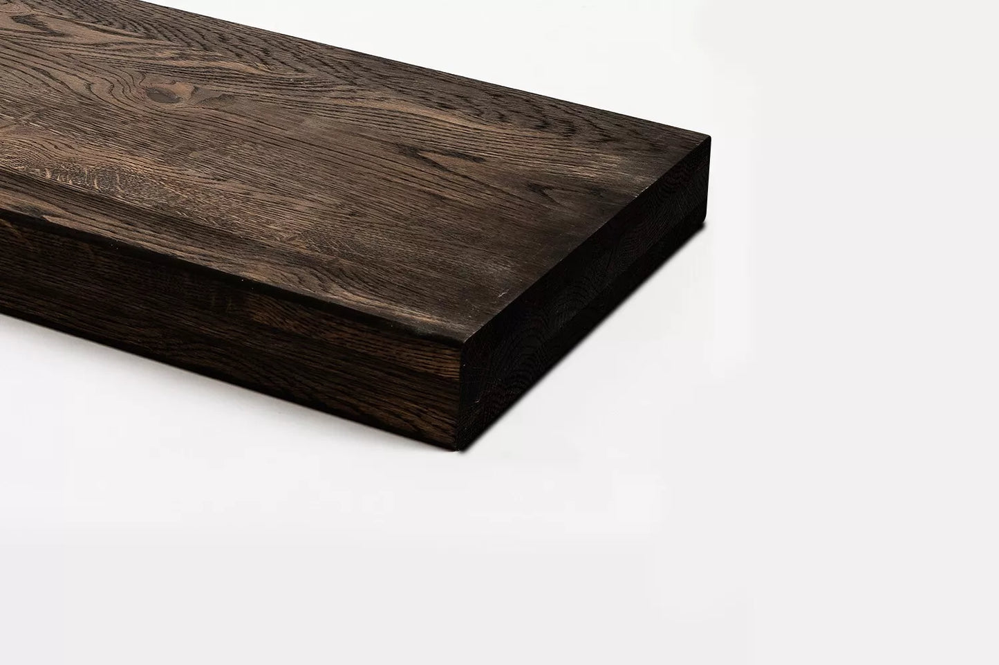 Shelf Stair tread Riser Windowsill Oak Rustic, full stave lamellas, 35 mm, 2-layer, Black oil