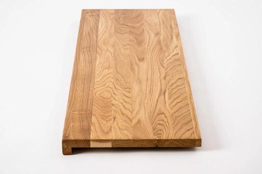 Stair tread Windowsill with overhang Oak A/B, full stave lamellas, 26 mm, Matte lacquered