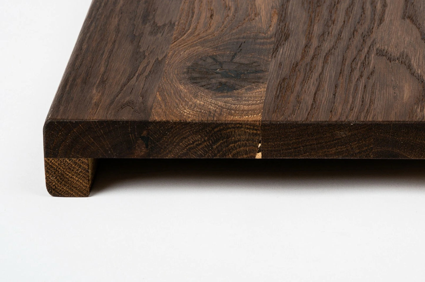 Stair tread Windowsill with overhang Smoked Oak Rustic, full stave lamellas, 20 mm, Natural oil