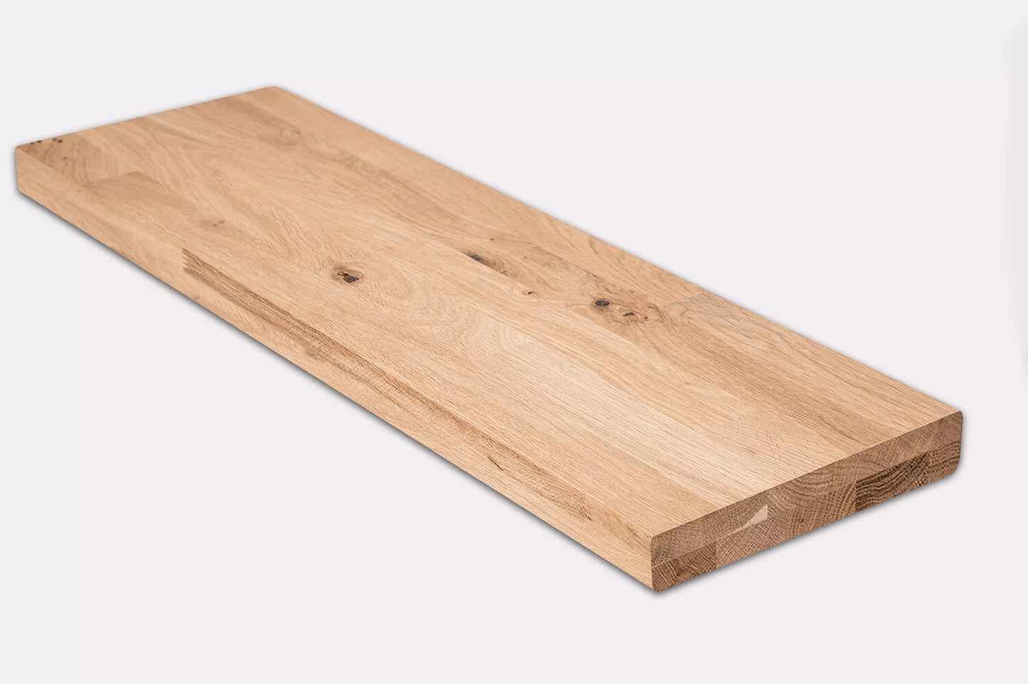 Etagère Marche d'escalier Rehausse Appui de fenêtre Chêne rustique, lamelles aboutées, 40 mm, 2 couches, huile de cire dure Blanc naturel