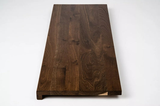 Stair tread Windowsill with overhang Smoked Oak Rustic, full stave lamellas, 16 mm, Hard wax oil Natural (colourless)