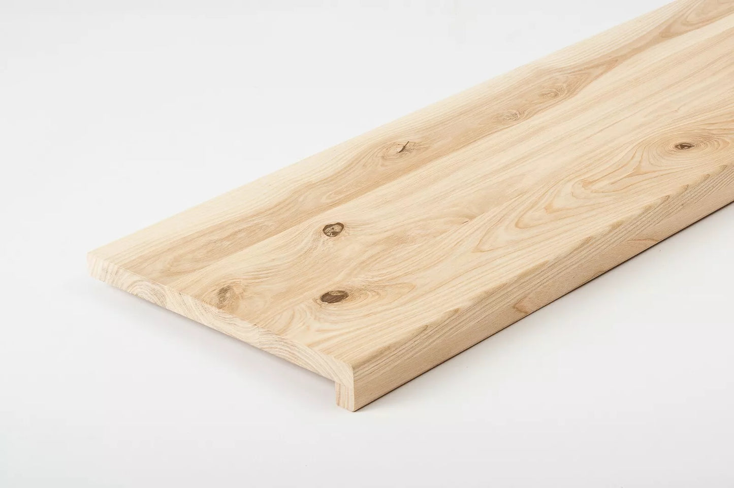 Stair tread Windowsill with overhang Ash Rustic, full stave lamellas, 20 mm, Unfinished
