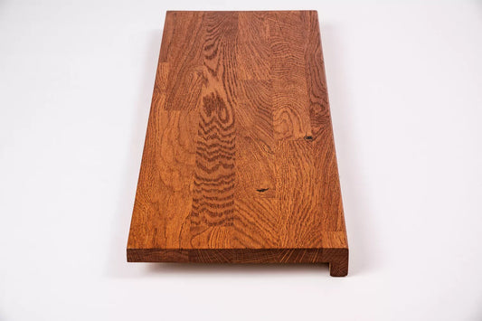 Stair tread Windowsill with overhang Oak Rustic, finger jointed lamellas, 26 mm, Cherry oil