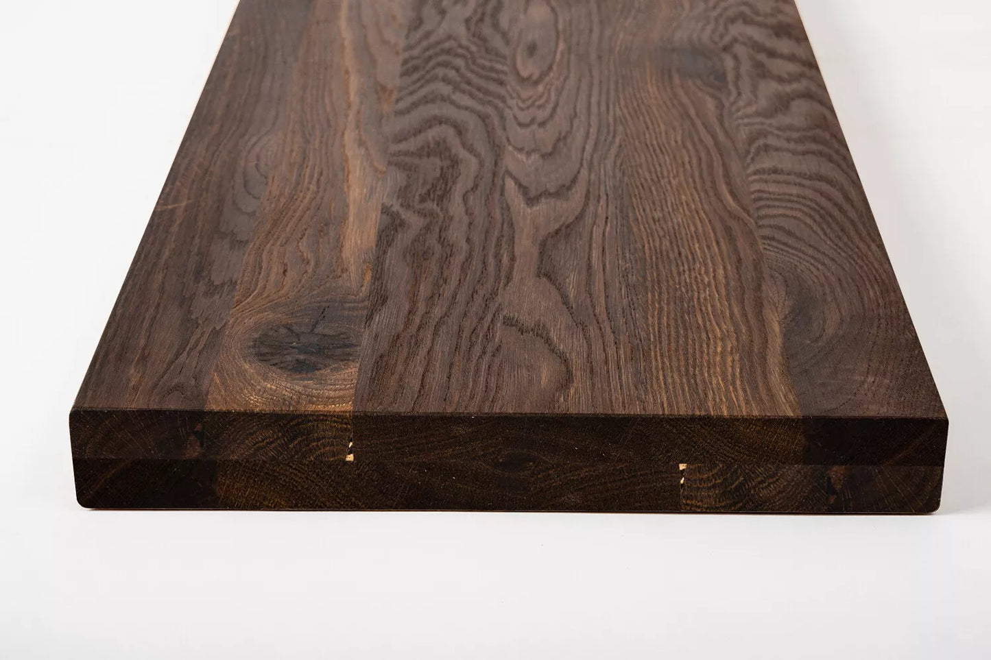 Shelf Stair tread Riser Windowsill Smoked Oak Rustic, full stave lamellas, 40 mm, 2-layer, Natural oil