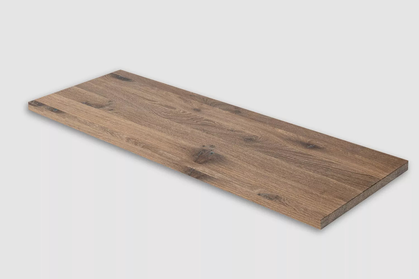 Shelf Stair tread Riser Windowsill Smoked Oak Rustic, full stave lamellas, 20 mm, White oil